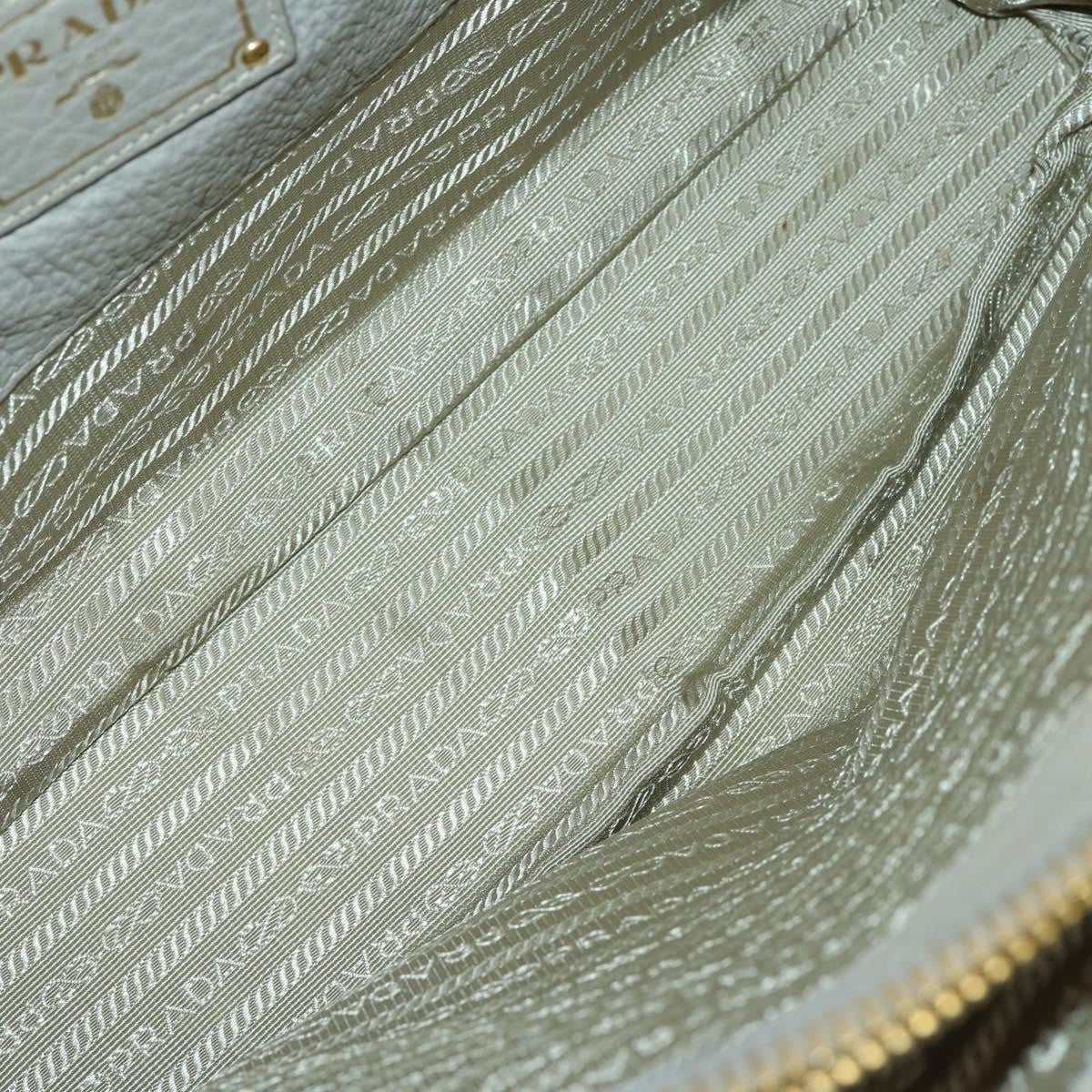 Prada Convertible Shopper Tote Vitello Daino, GRAY, LEATHER, Tote bag