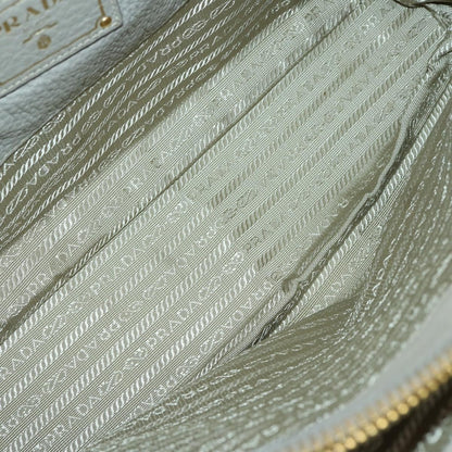 Prada Convertible Shopper Tote Vitello Daino, GRAY, LEATHER, Tote bag