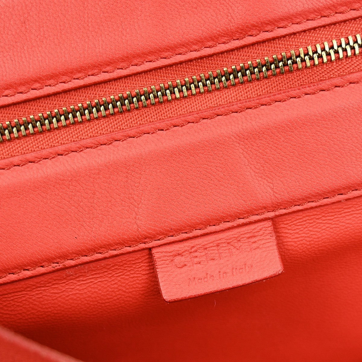 Celine Horizontal Cabas Tote Leather, RED, LEATHER, Tote bag