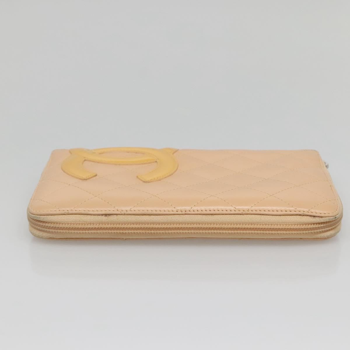 Chanel Cambon Zip Around Organizer Wallet Quilted Lambskin, ORANGE, LEATHER, Wallets