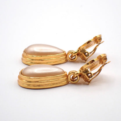 Chanel CC Teardrop Earrings Metal with Faux Pearl, Gold, Gold Plated, Earrings