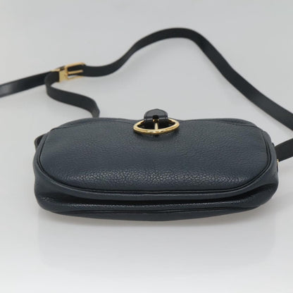 Christian Dior Vintage Flap Crossbody Bag Leather, NAVY, LEATHER, Shoulder bag