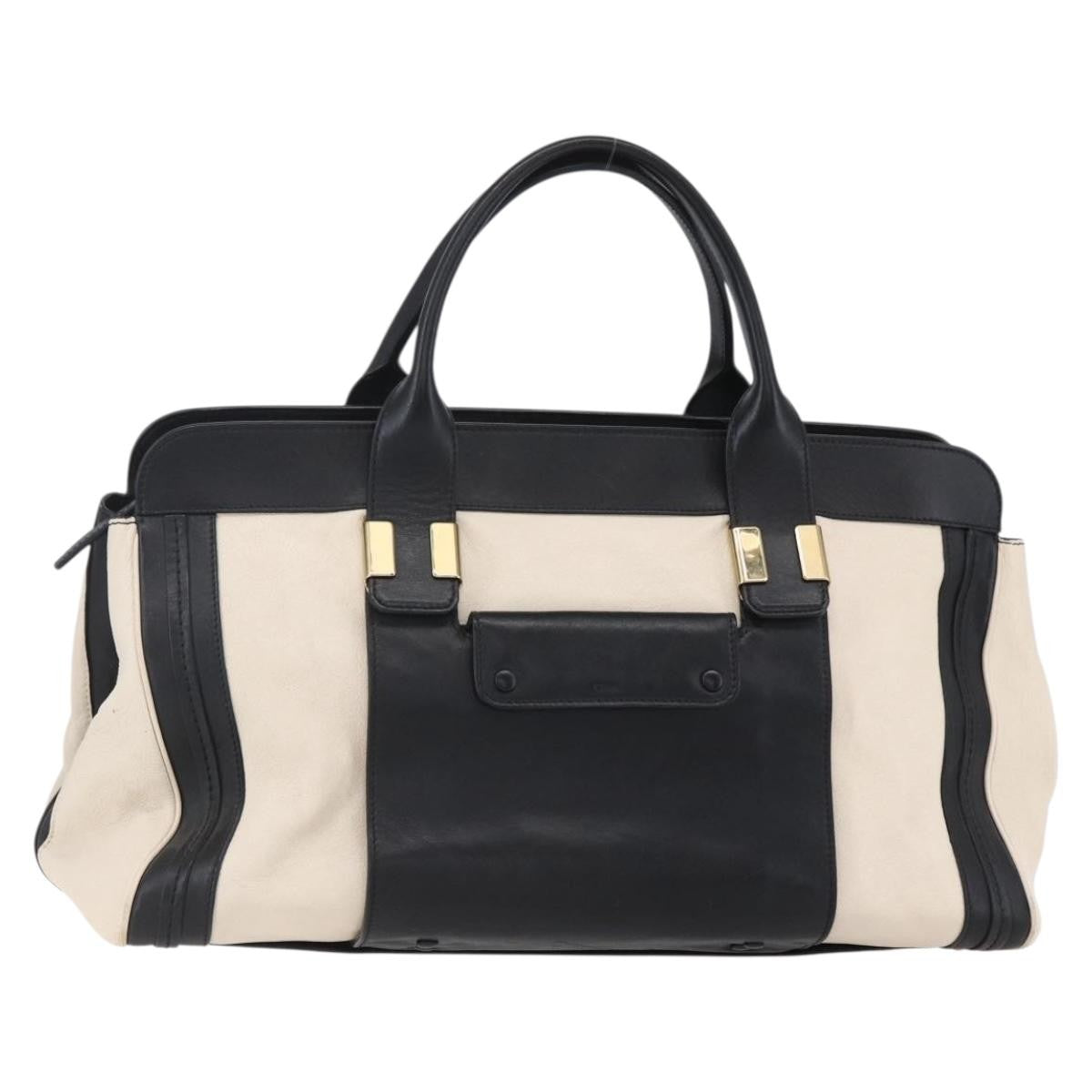 Chloe Alice Satchel Leather, BLACK, LEATHER, Handbag