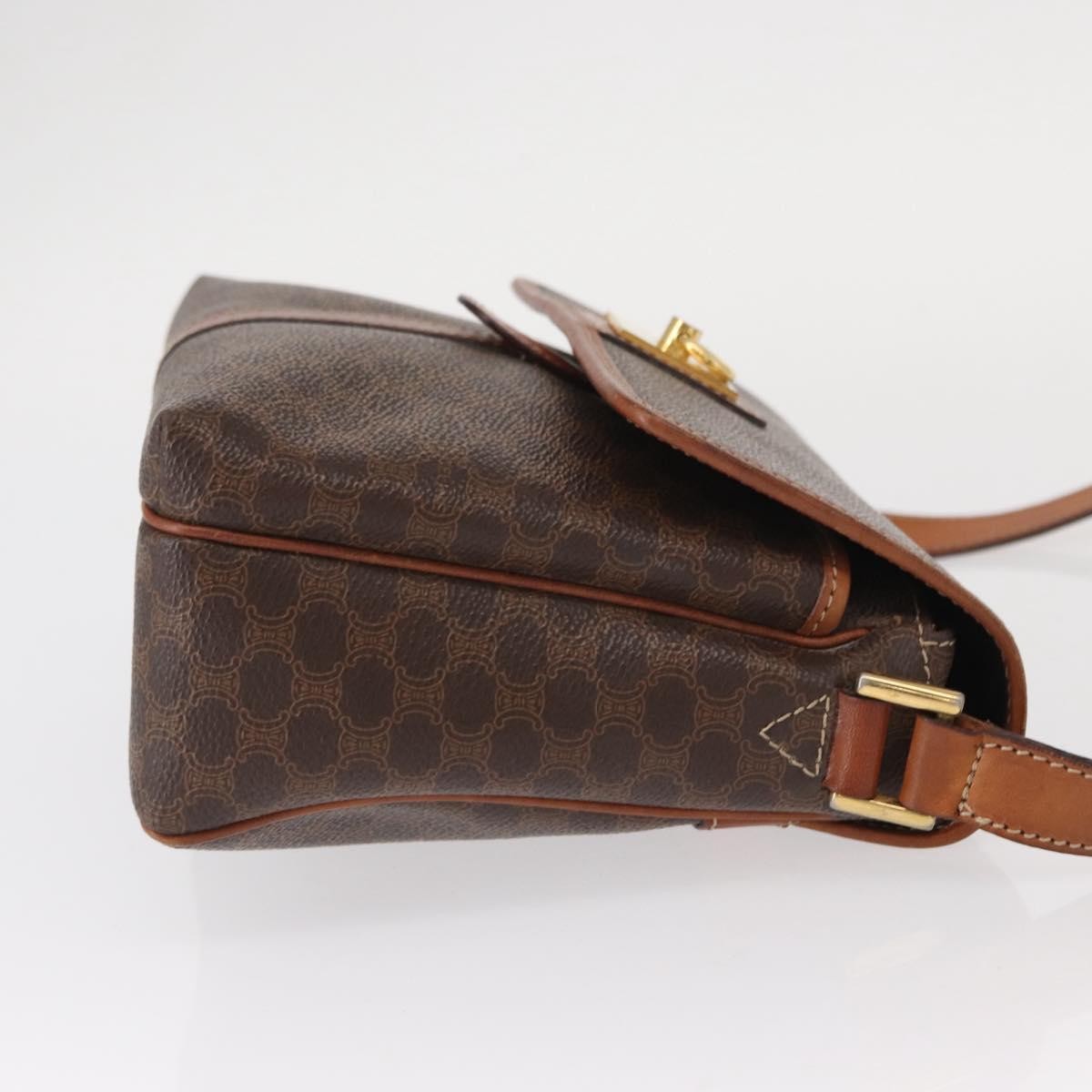 Celine Vintage Macadam Shoulder Bag Canvas and Leather, BROWN, CANVAS, Shoulder bag