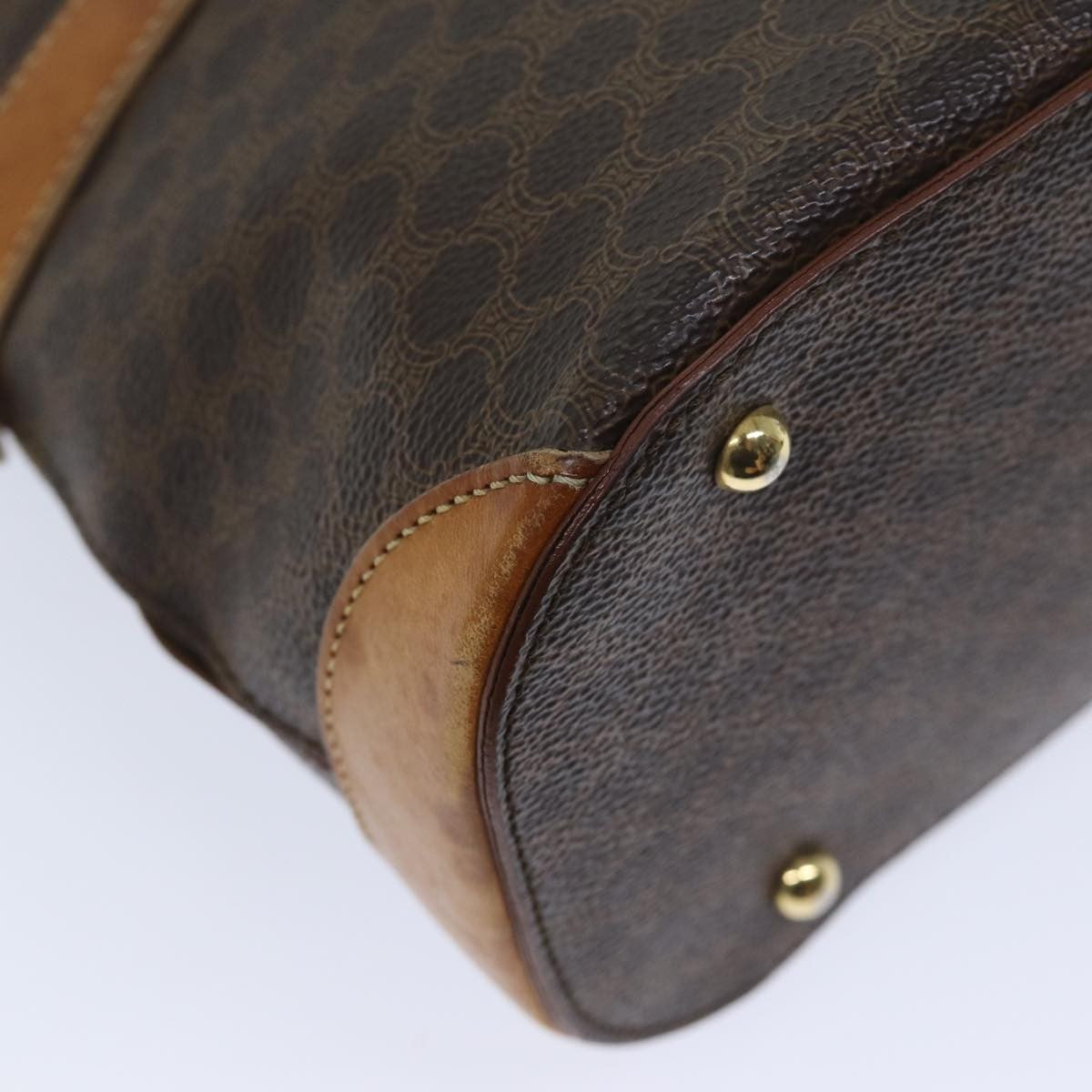 Celine Macadam Handbag Macadam with leather, BROWN, CANVAS, Handbag