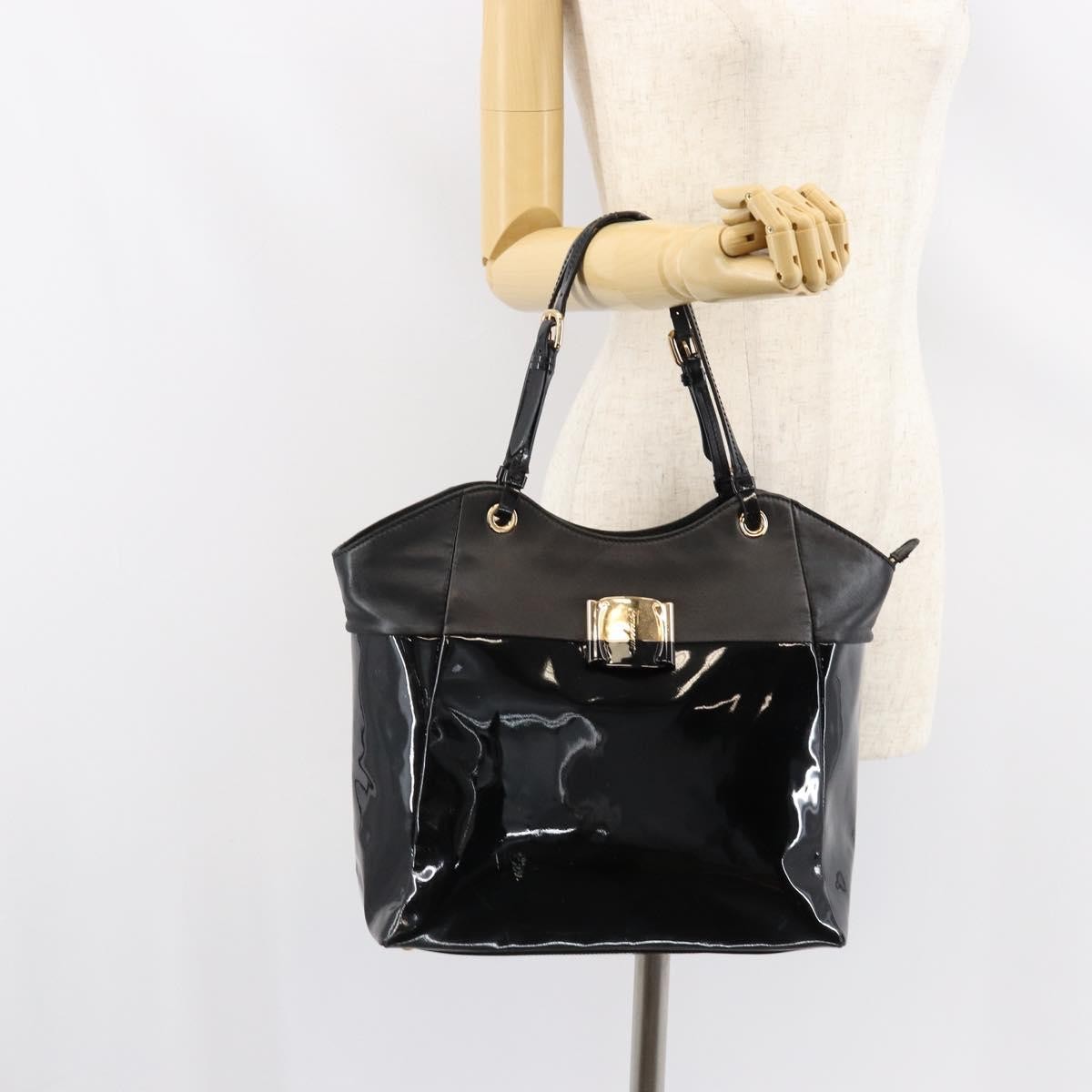 Salvatore Ferragamo Vala tote Patent Leather, BLACK, PATENT_LEATHER, Tote bag