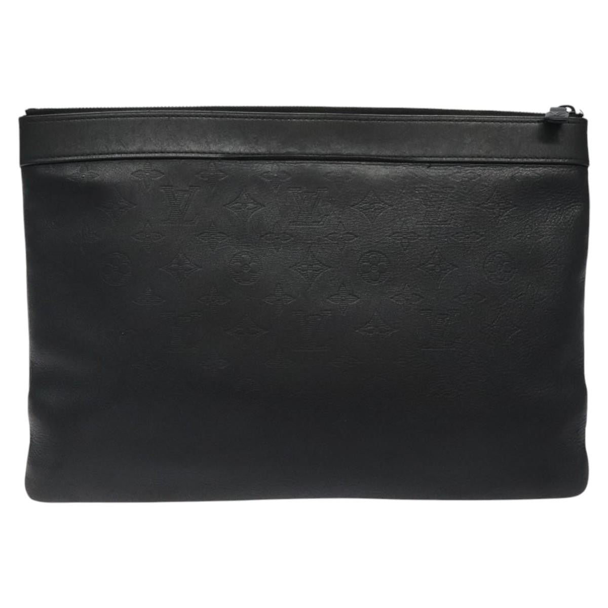 Louis Vuitton Discovery Pochette Monogram Shadow Leather, BLACK, LEATHER, Clutche & pouche