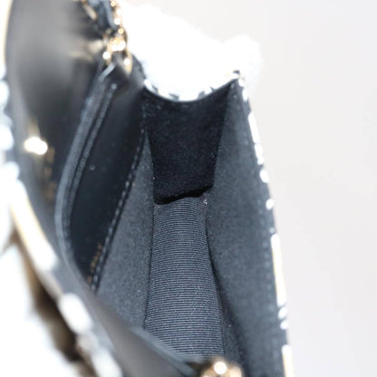 Chanel Flap Card Holder on Chain Quilted Printed Canvas, BEIGE, CANVAS, Shoulder bag