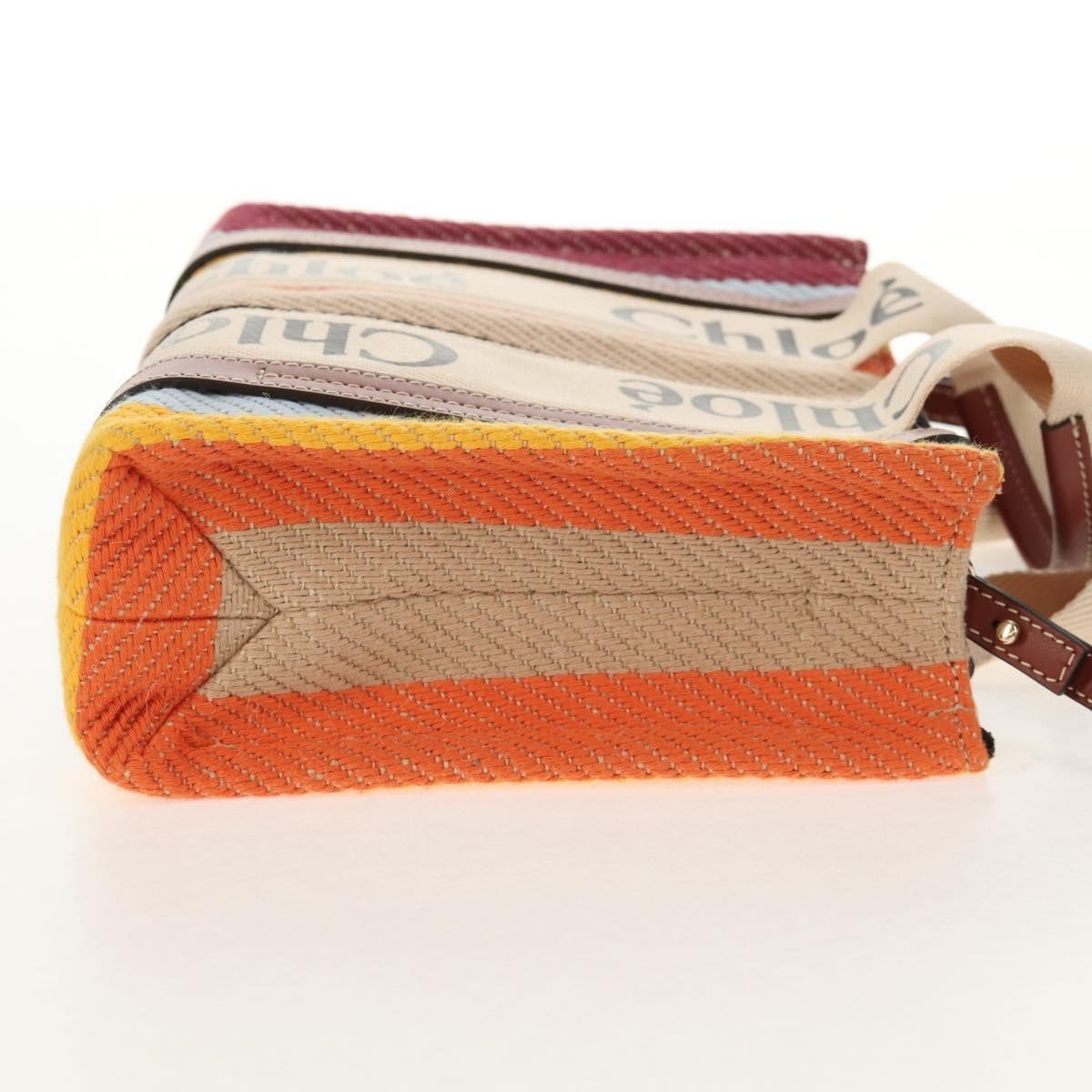 Chloe Woody Tote Canvas with Leather, MULTICOLOUR, CANVAS, Tote bag