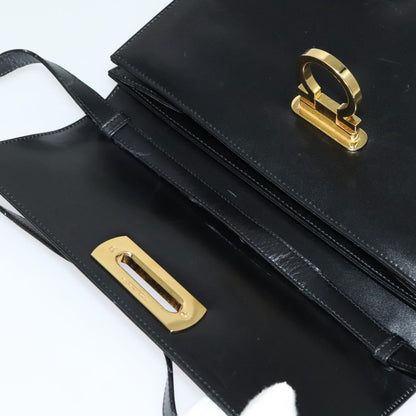 Salvatore Ferragamo Gancini Shoulder Bag Leather, BLACK, LEATHER, Shoulder bag