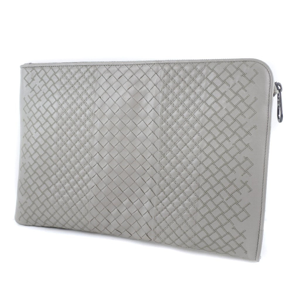 Bottega Veneta Intrecciato Clutch bag Calfskin, GRAY, LEATHER, Clutche & pouche