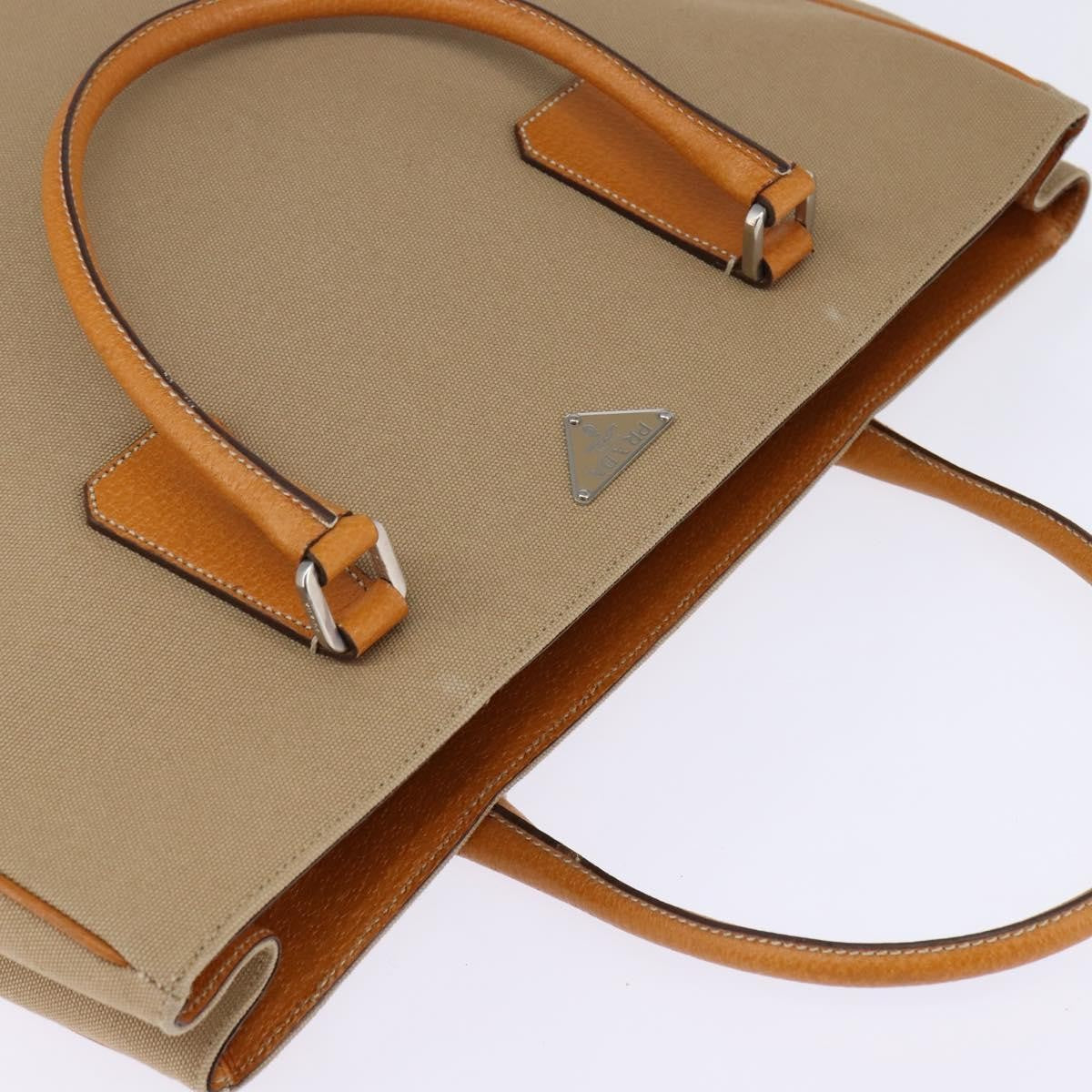 Prada Lux Convertible Open Tote Canvas and leather, BEIGE, CANVAS, Tote bag