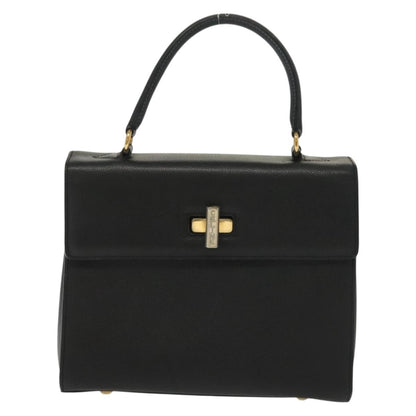 Celine Vintage Convertible Turnlock Top Handle Bag Leather, BLACK, LEATHER, Handbag