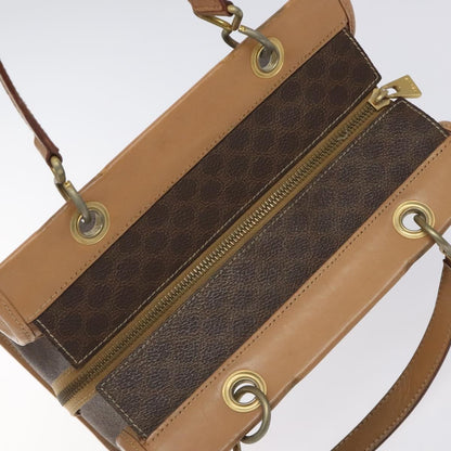 Celine Macadam Handbag Macadam with leather, BROWN, CANVAS, Handbag