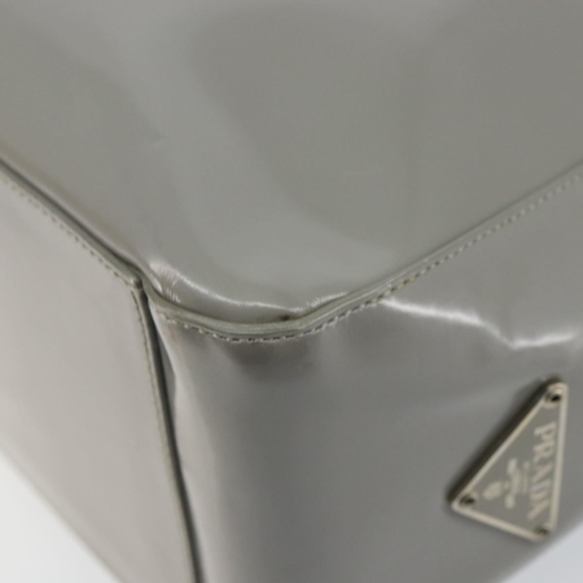 Prada Resin Handle Tote Patent Leather, GRAY, PATENT_LEATHER, Handbag
