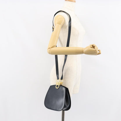 Salvatore Ferragamo Gancini Shoulder Bag Leather, NAVY, LEATHER, Shoulder bag