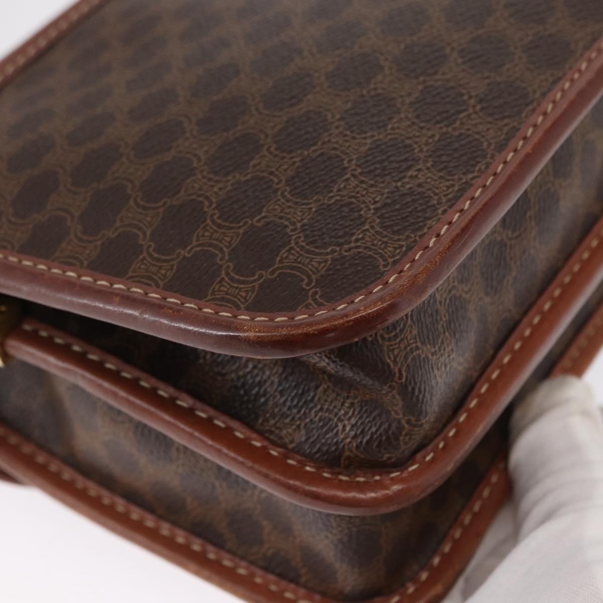 Celine Vintage Macadam Shoulder Bag Canvas, BROWN, CANVAS, Shoulder bag