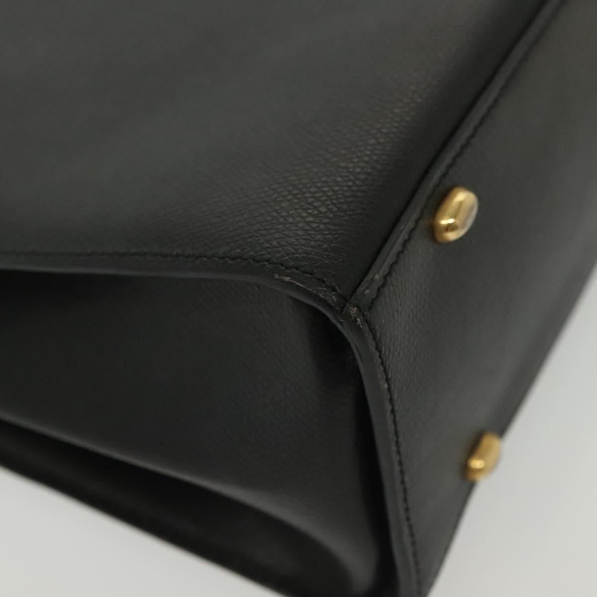 Celine Vintage Convertible Turnlock Top Handle Bag Leather, BLACK, LEATHER, Handbag