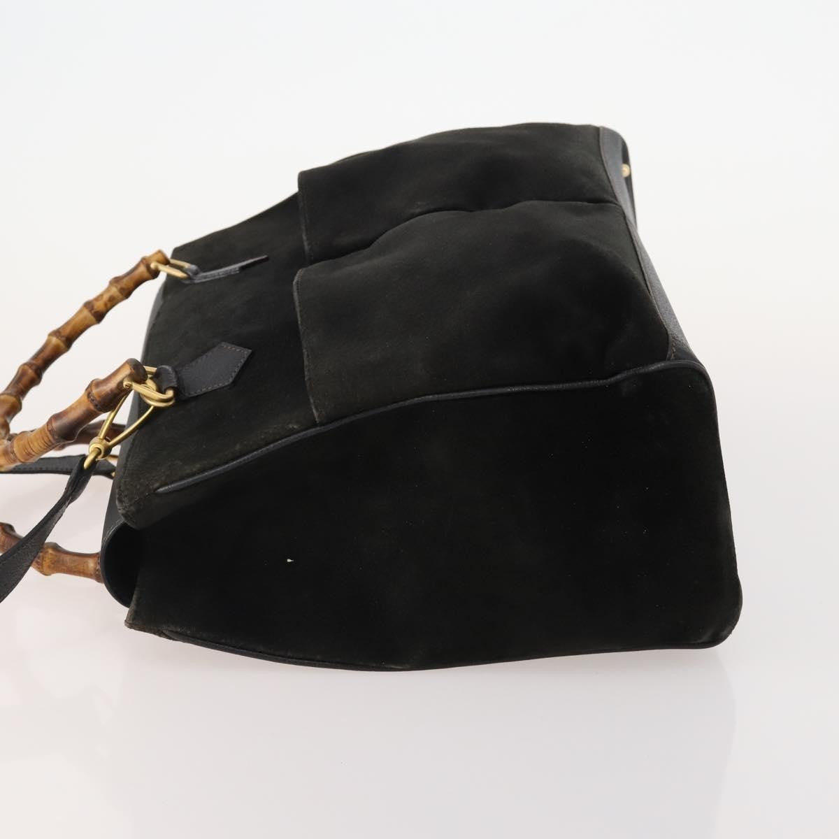 Gucci Vintage Diana Bamboo Top Handle Tote Ostrich, Black, Suede, Tote Bag