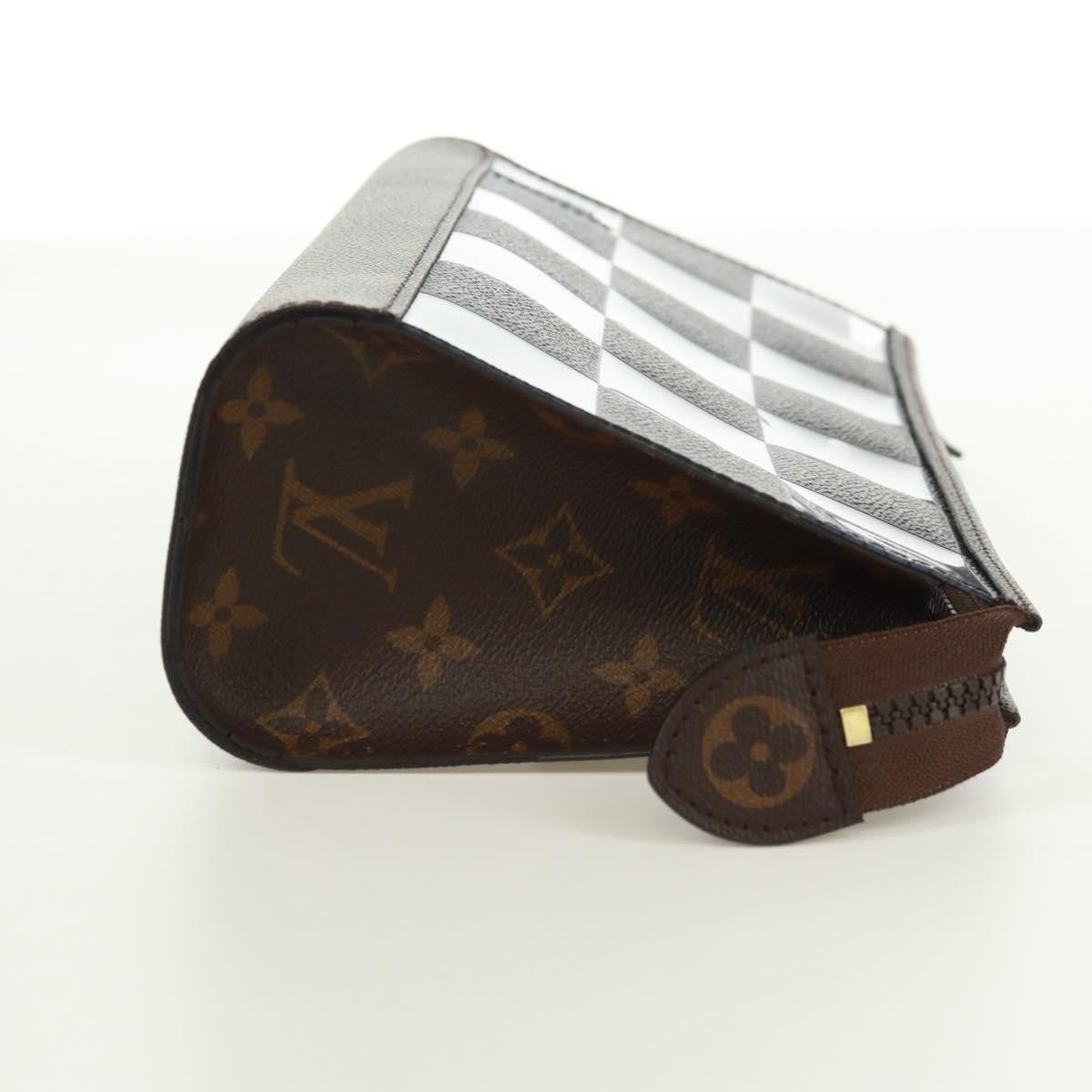 Louis Vuitton Standing Pouch Monogram Chess Coated Canvas and PVC, Brown, Canvas, Clutch