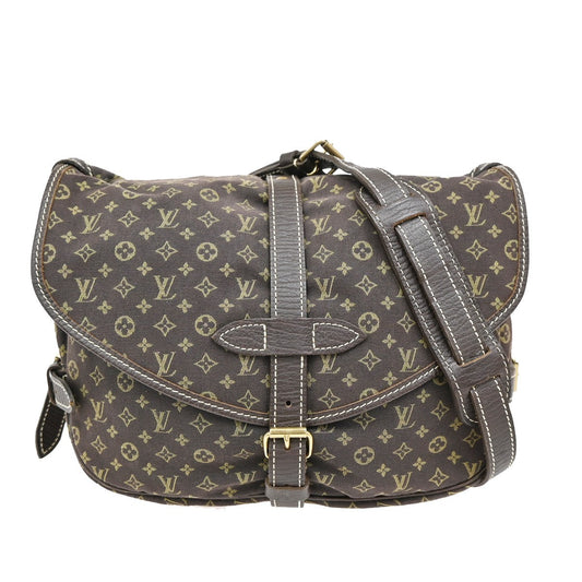 Louis Vuitton Saumur Handbag Mini Lin, BROWN, CANVAS, Shoulder bag