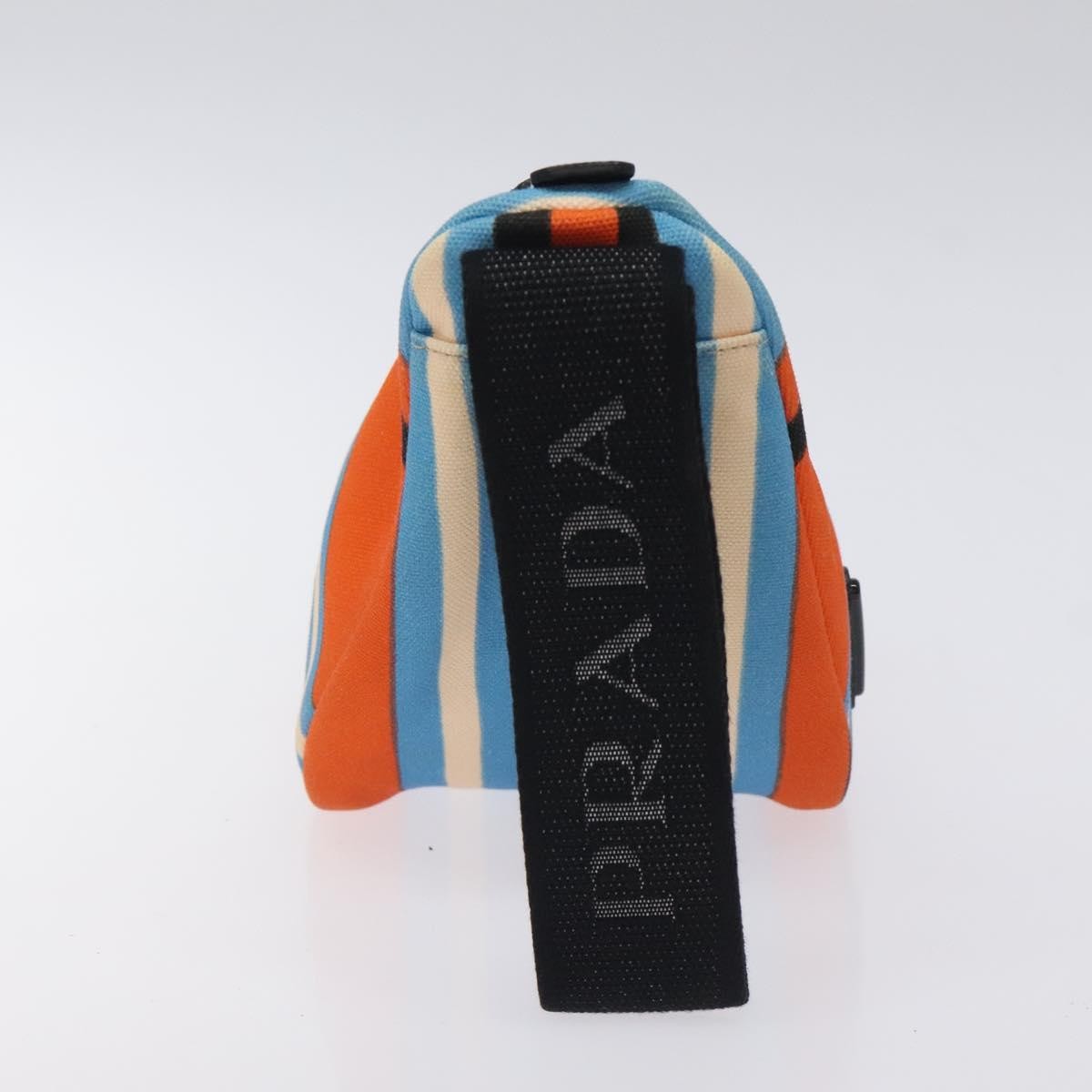 Prada Triangle Logo Wristlet Pouch Canvas, ORANGE, CANVAS, Clutche & pouche