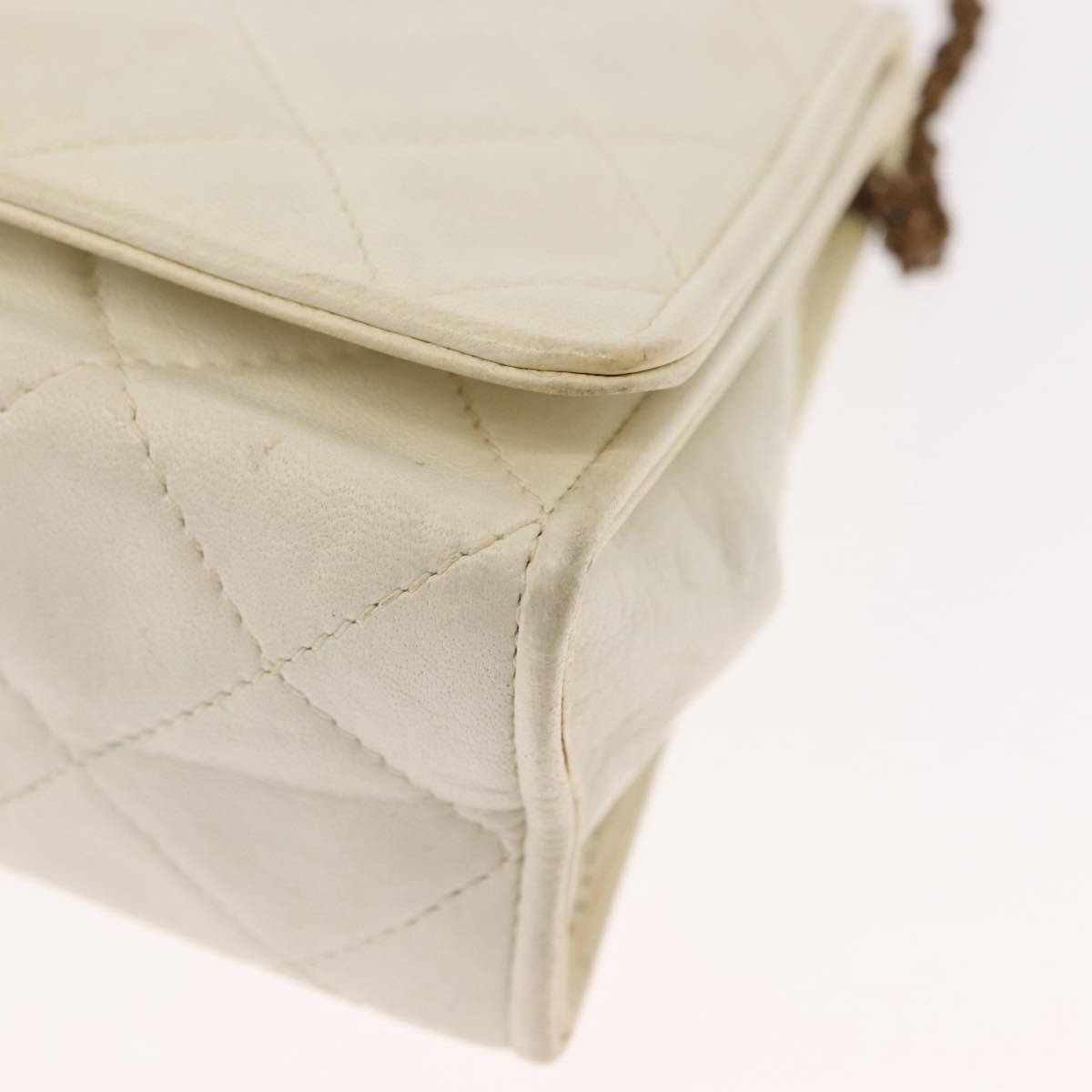 Chanel Full Flap Wallet on Chain Quilted Lambskin, WHITE, LEATHER, Clutche & pouche