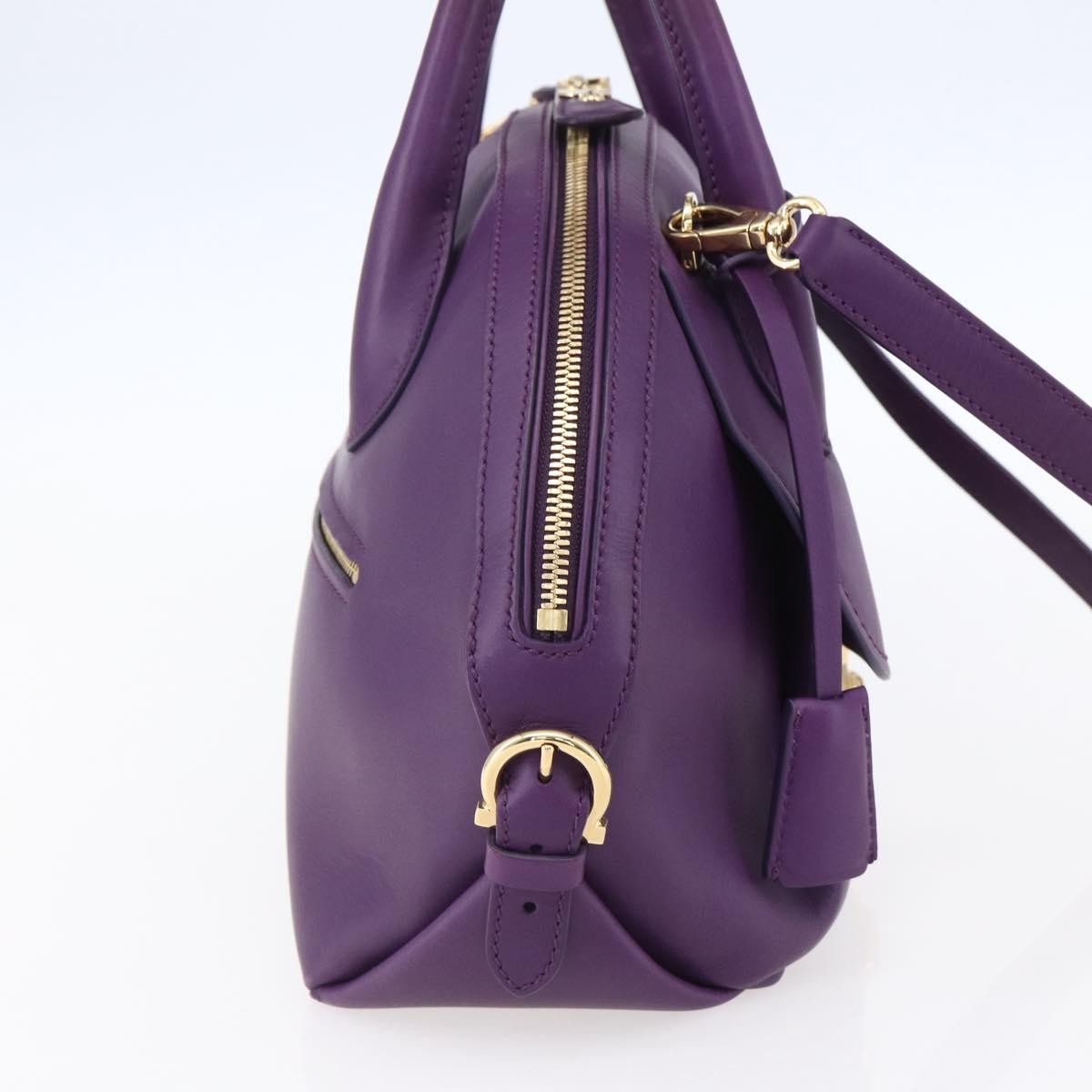 Salvatore Ferragamo Vintage Fiamma Satchel Leather, PURPLE, LEATHER, Handbag