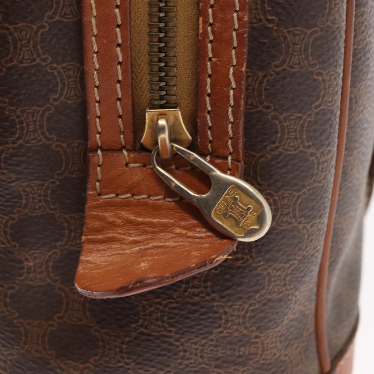 Celine Vintage Macadam Handbag Canvas and Leather, BROWN, CANVAS, Handbag