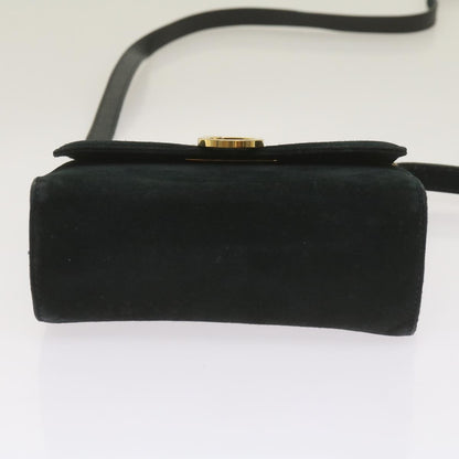 Salvatore Ferragamo Gancini Shoulder Bag Suede, BLACK, SUEDE, Shoulder bag