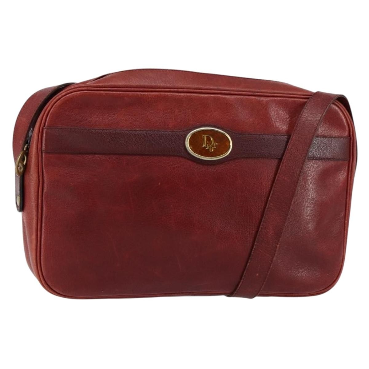 Christian Dior Vintage Shoulder Bag Leather, RED, LEATHER, Shoulder bag