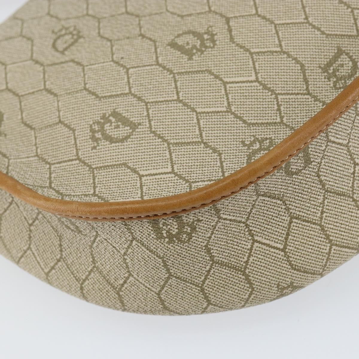 Christian Dior Vintage Honeycomb Flap Crossbody Bag Canvas and Leather, BEIGE, CANVAS, Shoulder bag