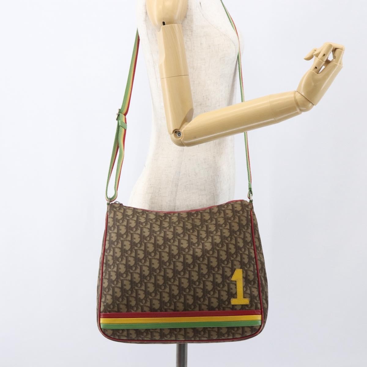 Christian Dior Vintage Rasta Messenger Bag Diorissimo Coated Canvas, BROWN, PVC, Shoulder bag