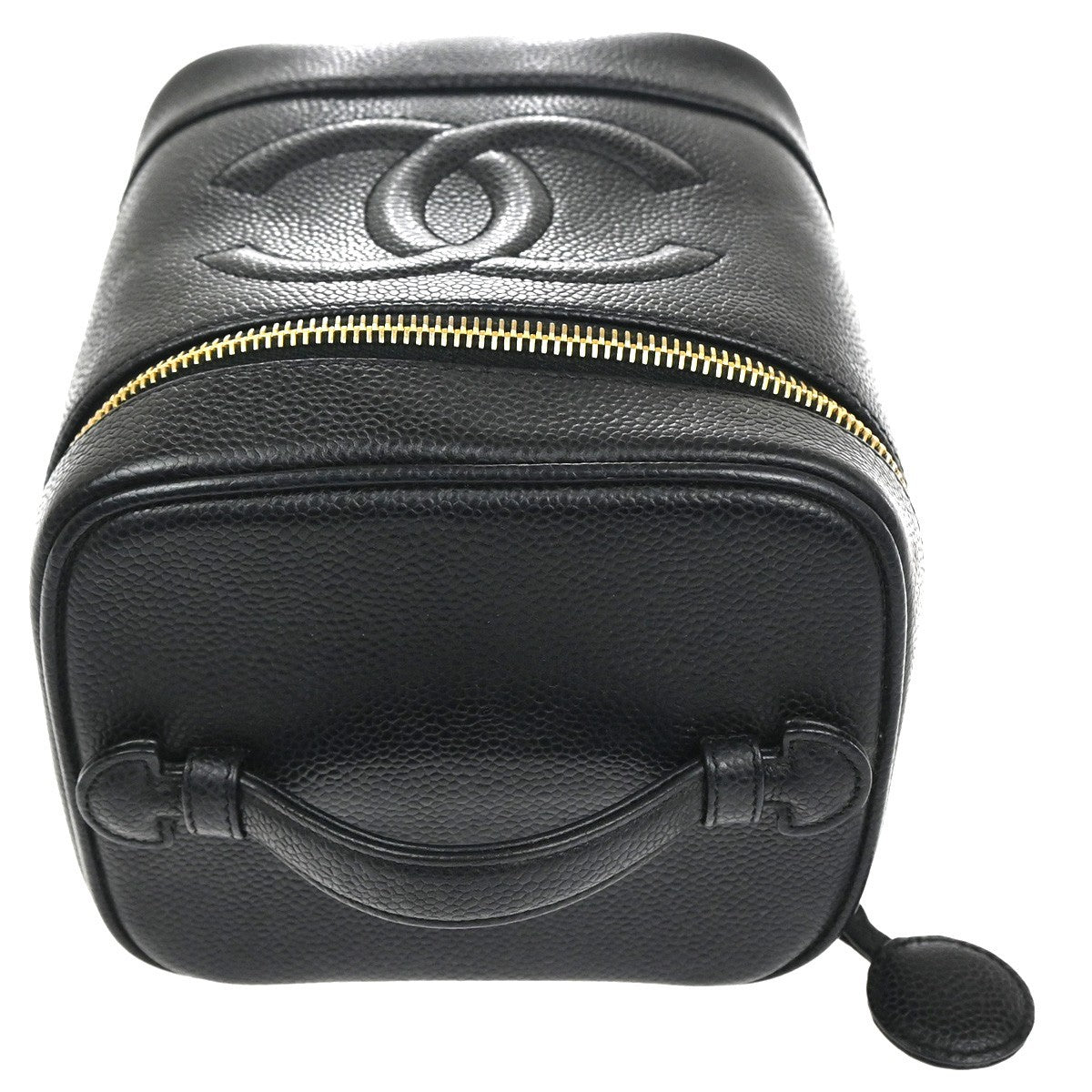 Chanel Vintage Timeless Cosmetic Case Caviar, Black, Leather, Handbag
