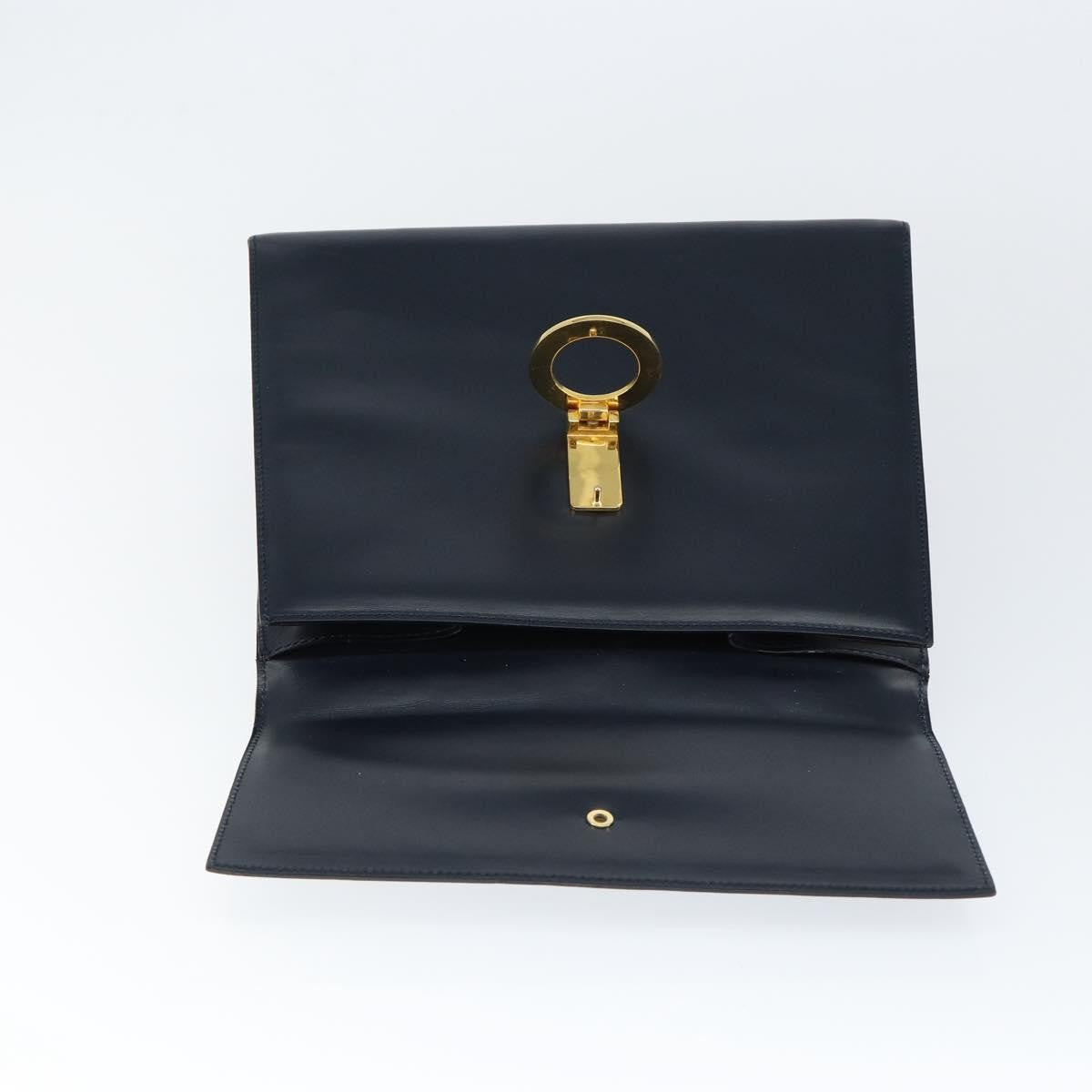 Celine Circle Logo Handbag Leather, NAVY, LEATHER, Handbag