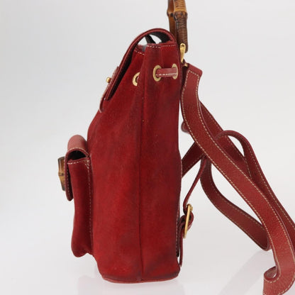 Gucci Vintage Bamboo Backpack Suede, RED, SUEDE, Backpack