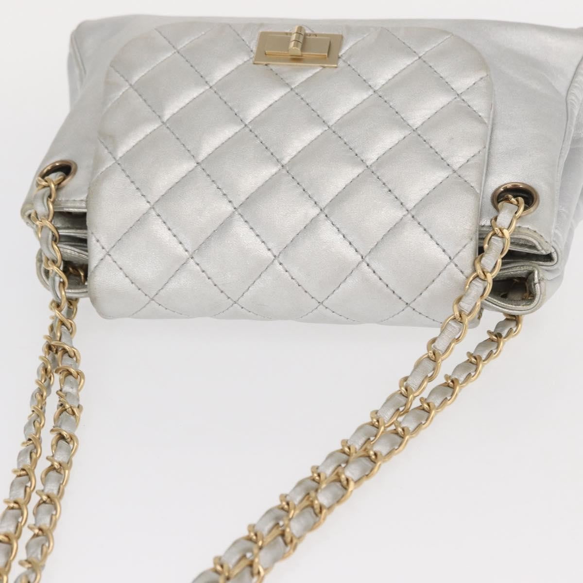 Chanel Mademoiselle Lock Accordion Flap Bag Quilted Lambskin, SILVER, LEATHER, Shoulder bag