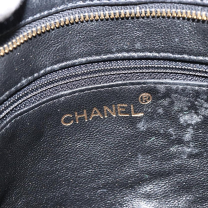 Chanel Vintage Shoulder Bag Leather, BLACK, LEATHER, Shoulder bag