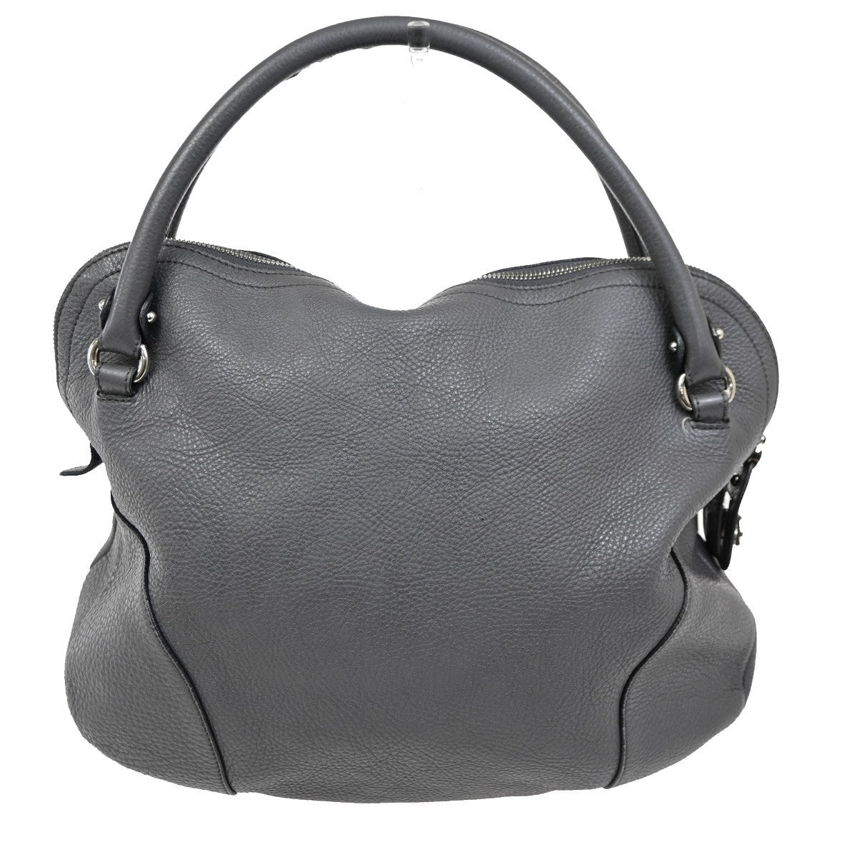 Salvatore Ferragamo Gancini handbag Leather, GRAY, LEATHER, Handbag