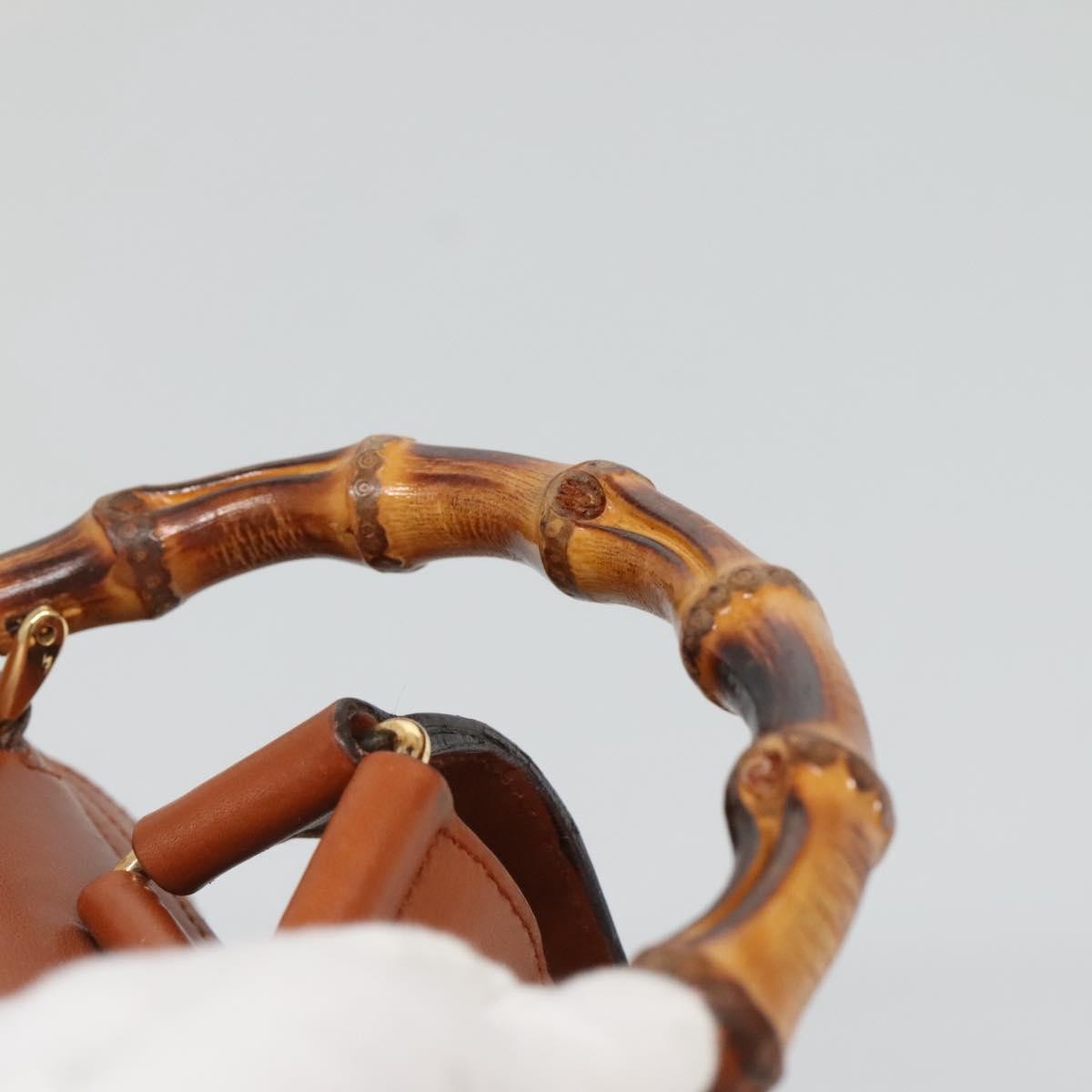 Gucci Vintage Bamboo Backpack Leather, BROWN, LEATHER, Backpack