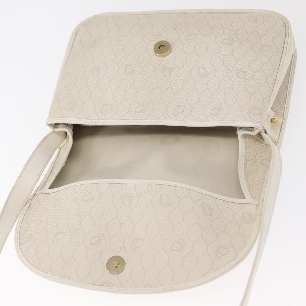 Christian Dior Vintage Honeycomb Flap Crossbody Bag Canvas and Leather, WHITE, CANVAS, Shoulder bag