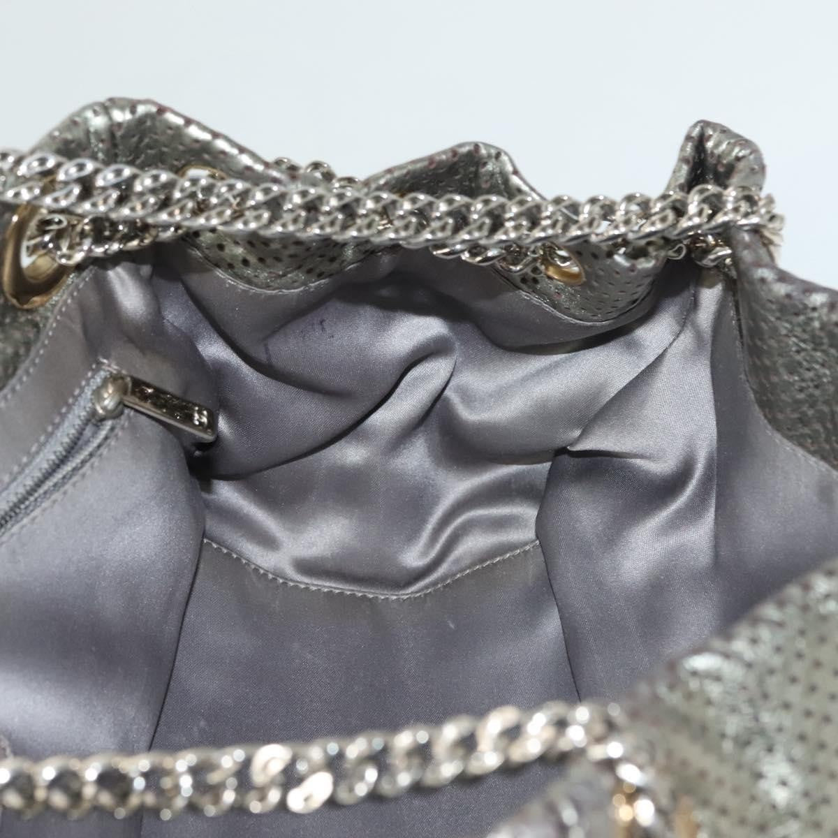 Chanel Drill Flap Bag Perforated Leather, SILVER, LEATHER, Shoulder bag