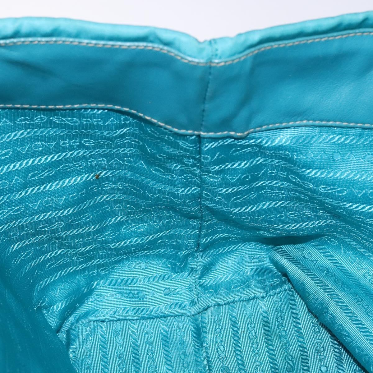 Prada Logo Bow Tote Tessuto with Leather, TURQUOISE, NYLON, Tote bag