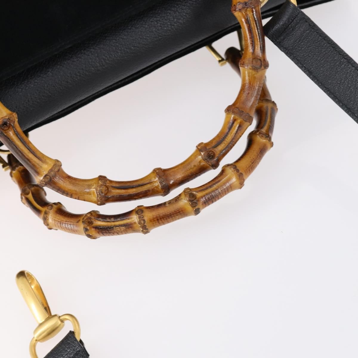 Gucci Vintage Bamboo Handle Bag Suede, BLACK, SUEDE, Handbag