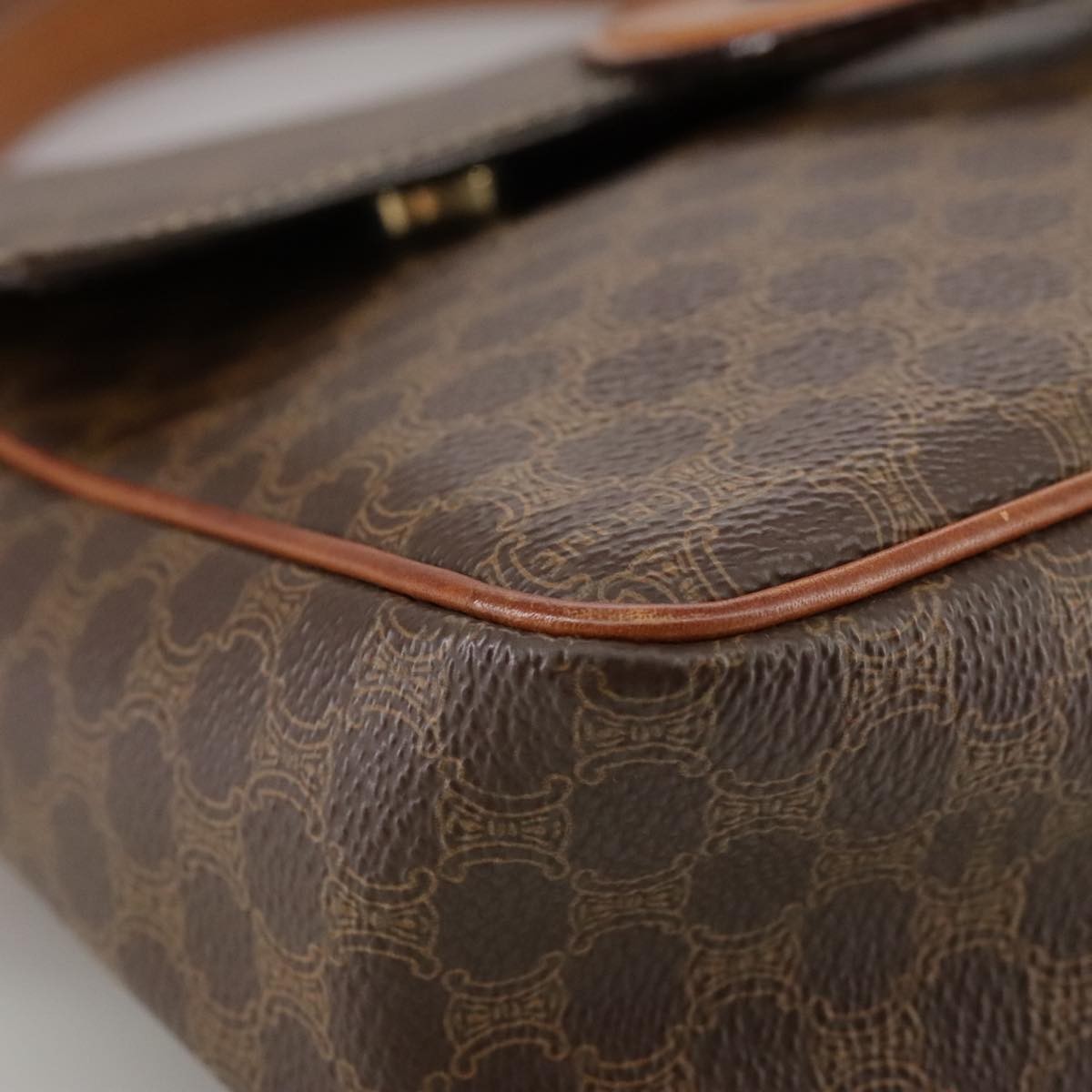 Celine Macadam Shoulder Bag PVC Leather, BROWN, CANVAS, Shoulder bag