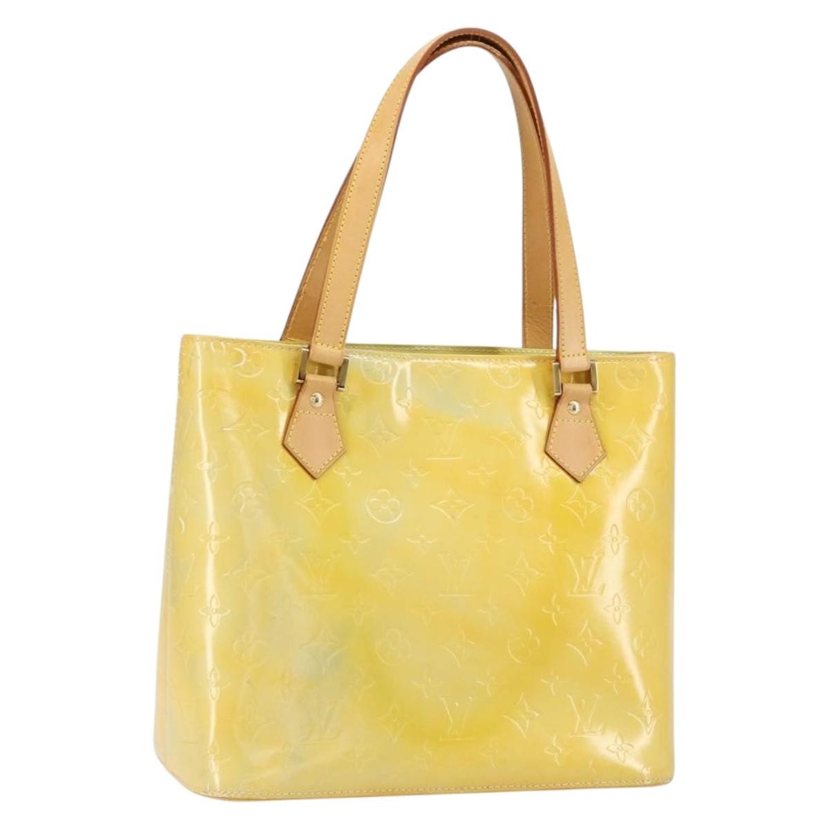 Louis Vuitton Houston Handbag Monogram Vernis, YELLOW, PATENT_LEATHER, Tote bag