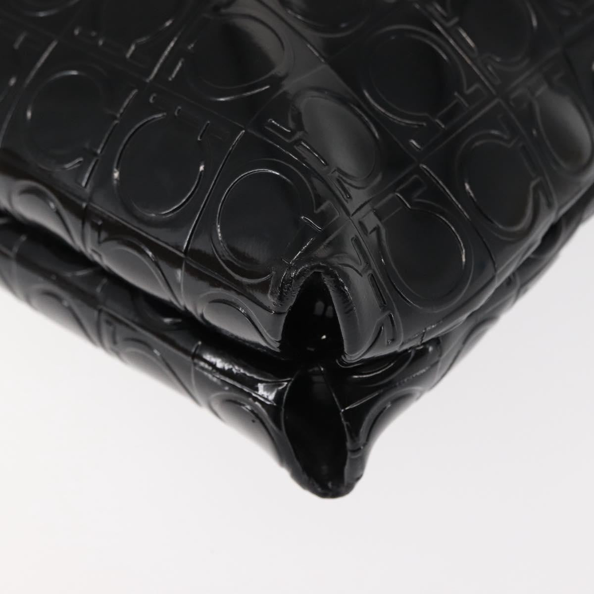 Salvatore Ferragamo Gancini Shoulder Bag Patent Leather, BLACK, PATENT_LEATHER, Shoulder bag