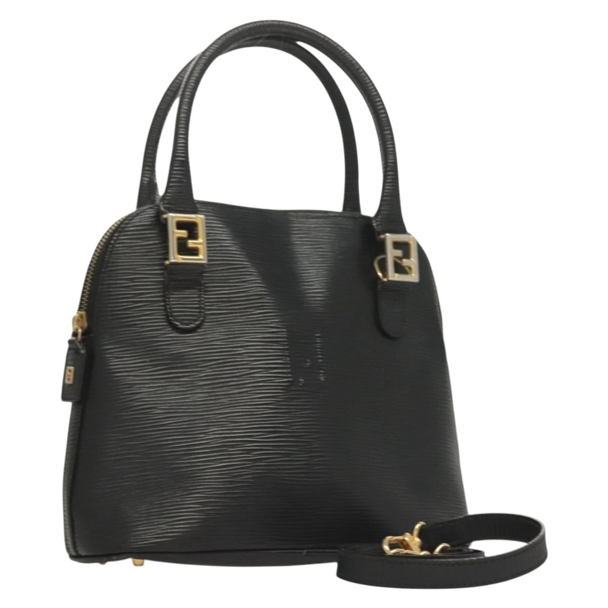 Fendi Vintage Top Handle Dome Bag Leather, BLACK, LEATHER, Handbag
