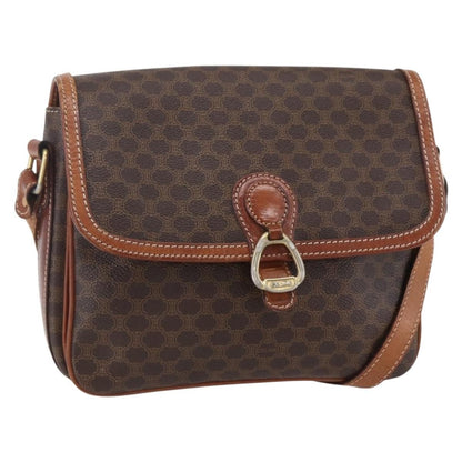 Celine Vintage Macadam Shoulder Bag Canvas and Leather, BROWN, CANVAS, Shoulder bag