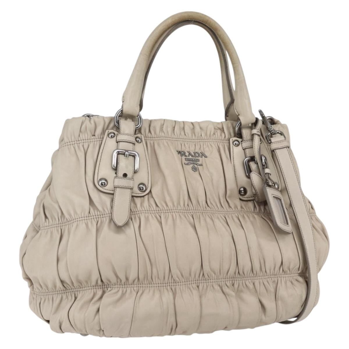 Prada Gaufre Convertible Tote Nappa Leather, BEIGE, LEATHER, Handbag